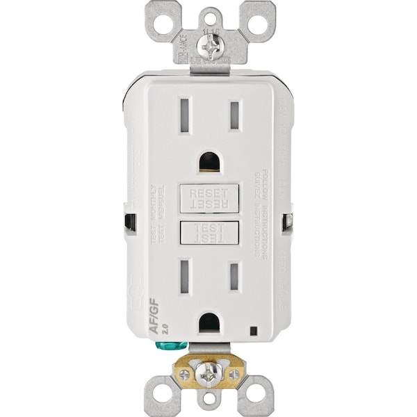 Leviton SmartLockPro Dual Function 15A White Residential Grade AFCI/GFCI Outlet R12-AGTR1-0KW - main